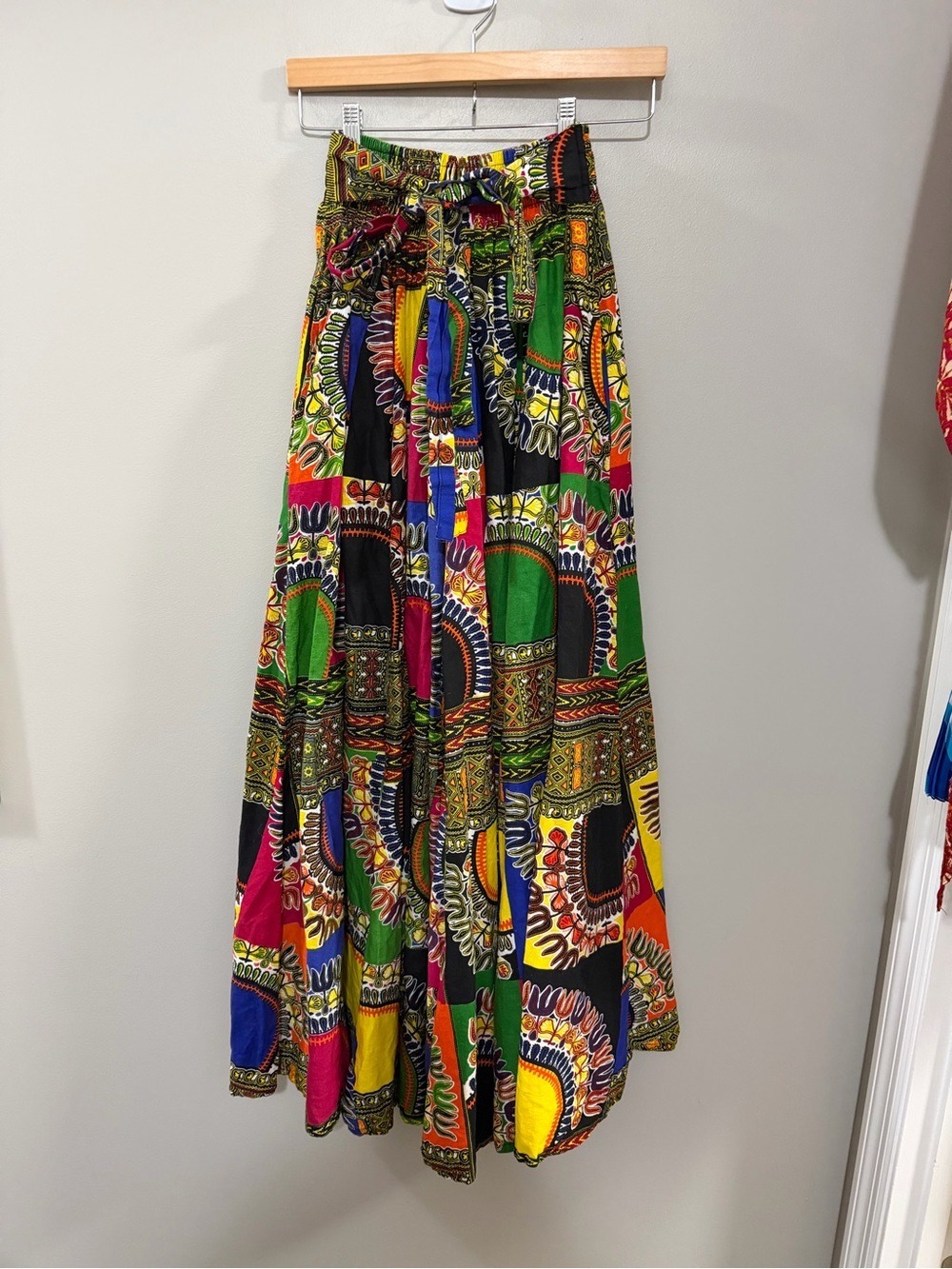 Sakkas Multicolor Bohemian Maxi Skirt with Tie Waist. Free Size